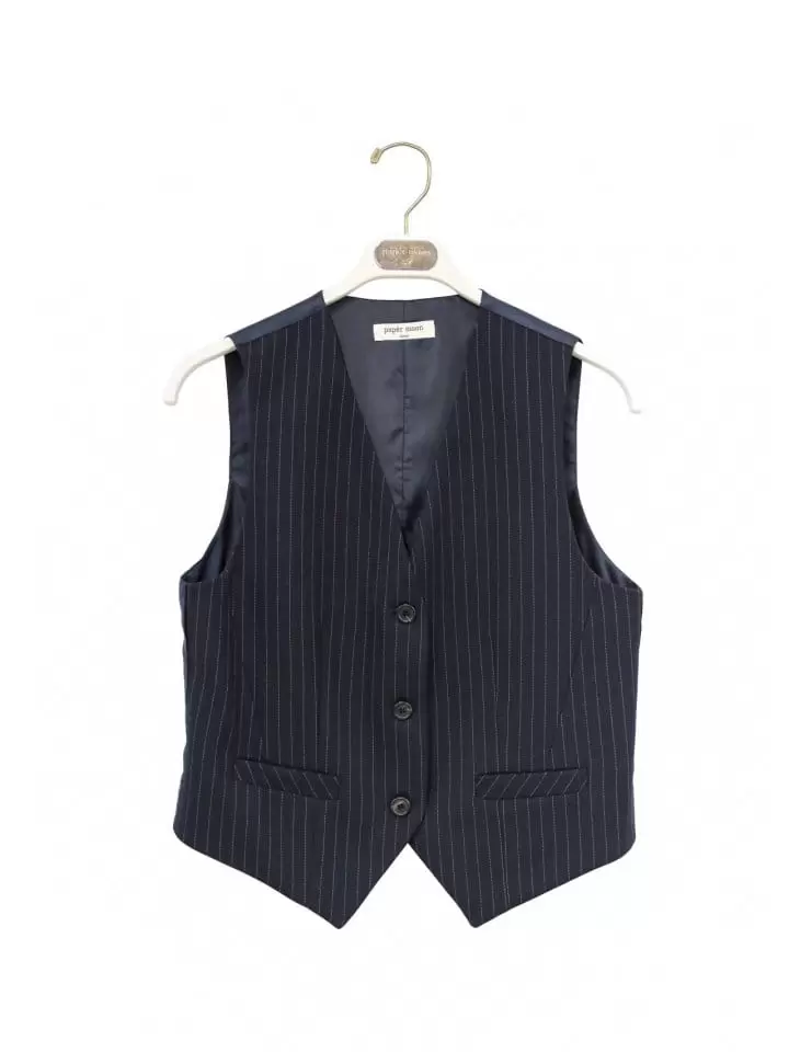 Paper Moon - Korean Women Fashion - #momslook - classic pin stripe tailored vest - 3