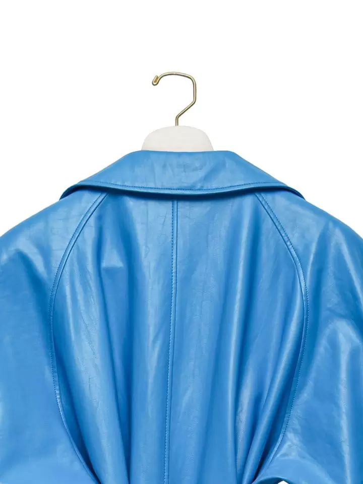 Paper Moon - Korean Women Fashion - #momslook - padded shoulder oversized vegan leather maxi trench coat - 11
