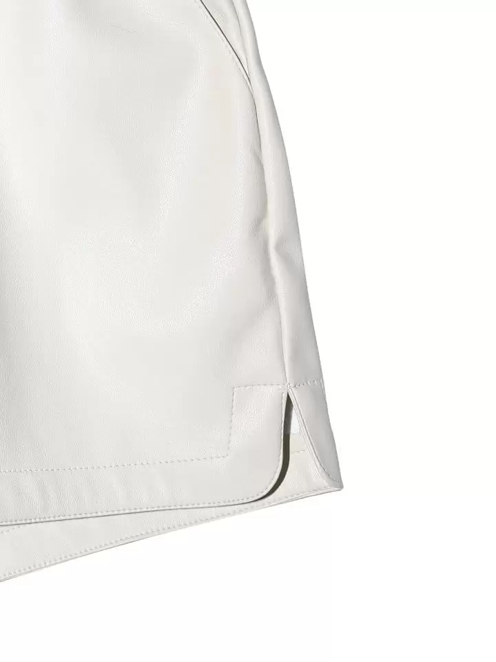 Paper Moon - Korean Women Fashion - #momslook - faux leather shorts - 11