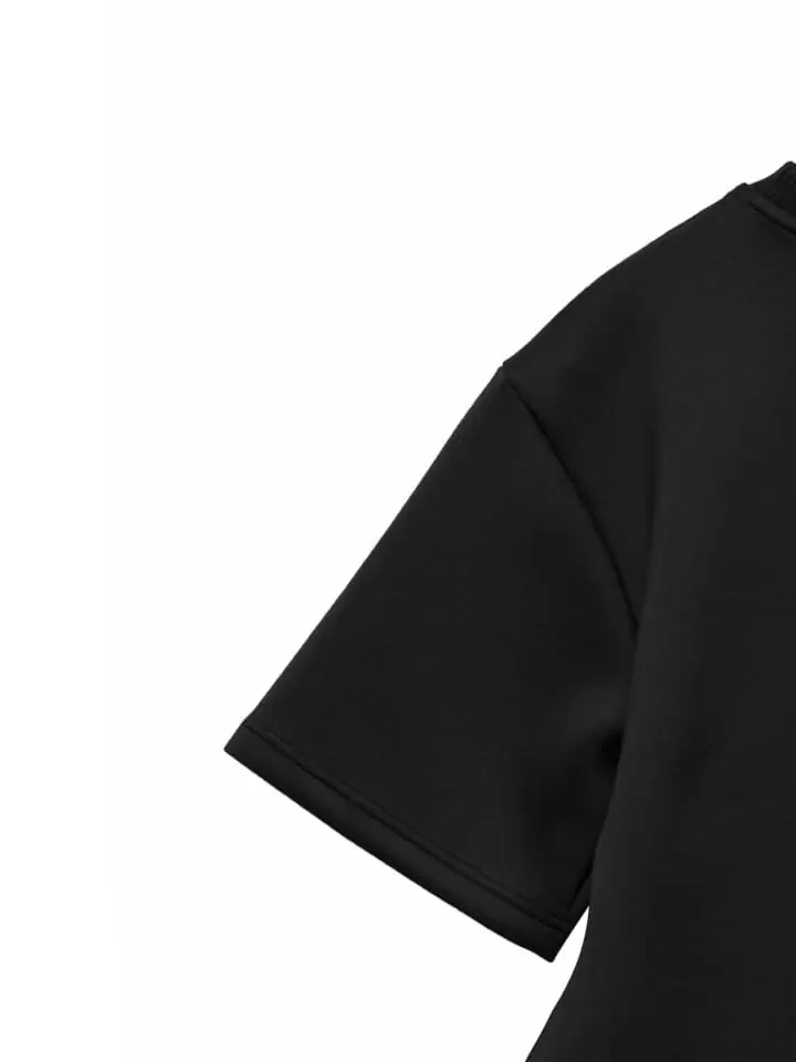 Paper Moon - Korean Women Fashion - #momslook - neoprene short sleeves mini dress - 11