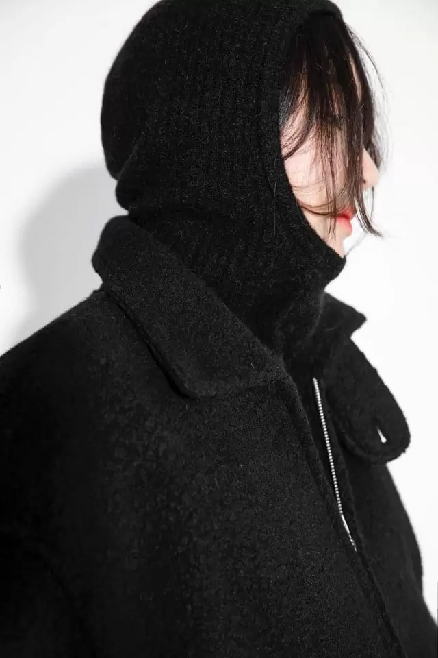 Paper Moon - Korean Women Fashion - #momslook - Bouclé alpaca blend wool cropped two way zipped jacket - 2