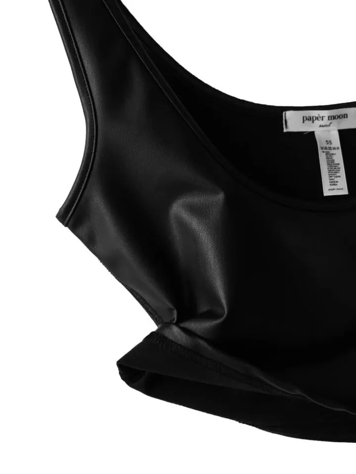 Paper Moon - Korean Women Fashion - #momslook - vegan leather cropped sleeveless tank top - 7