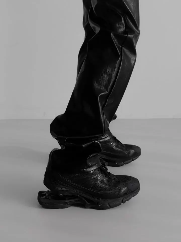 Paper Moon - Korean Women Fashion - #momslook - patent vegan leather coated straight pants