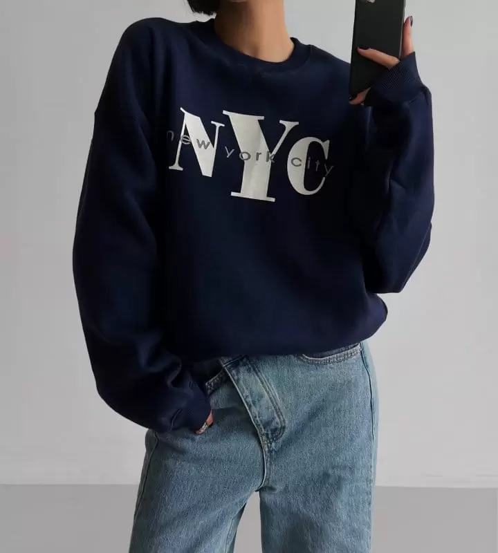 Paper Moon - Korean Women Fashion - #momslook - NYC vintage print sweatshirt