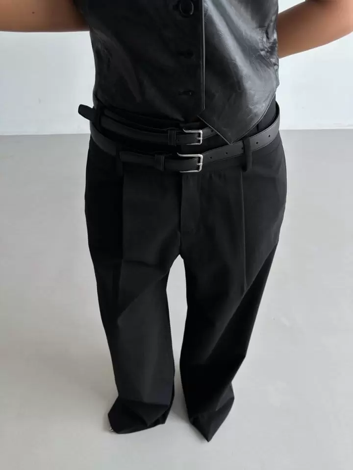 Paper Moon - Korean Women Fashion - #momslook - double waisted pin - tuck wide trousers - 7