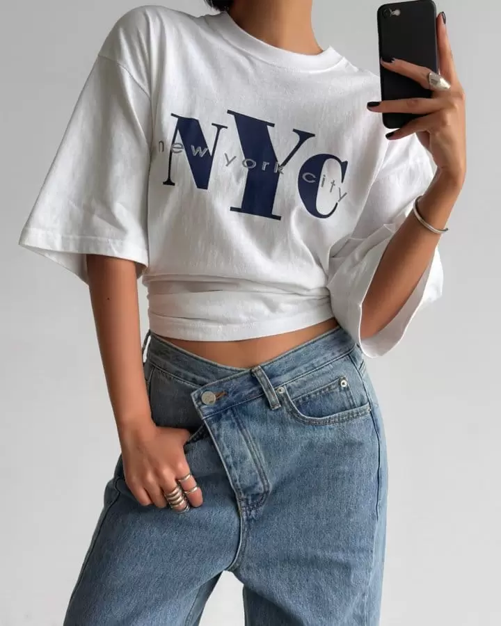 Paper Moon - Korean Women Fashion - #momslook - NYC vintage print t - shirt - 2