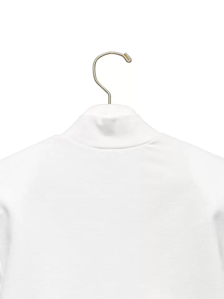 Paper Moon - Korean Women Fashion - #momslook - padded shoulder mock neck cropped top - 11