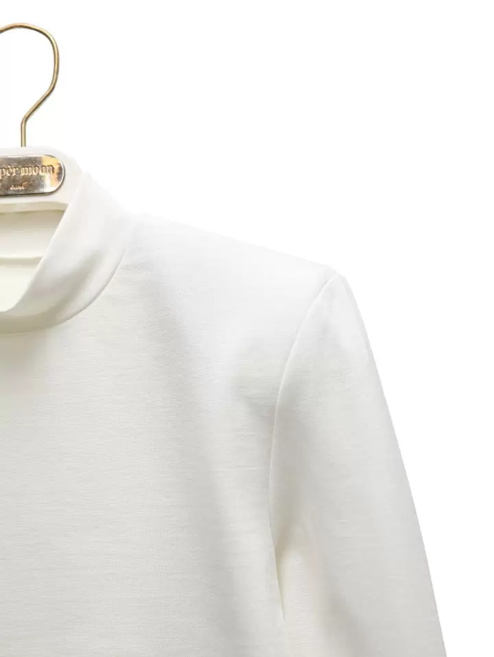 Paper Moon - Korean Women Fashion - #momslook - padded shoulder mock neck cropped top - 7