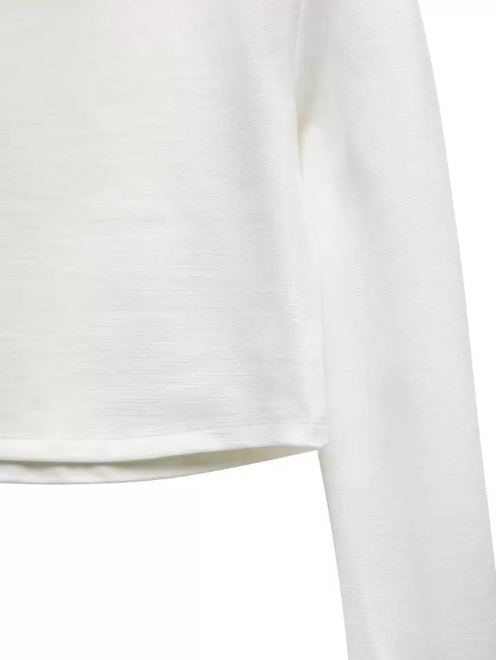 Paper Moon - Korean Women Fashion - #momslook - padded shoulder mock neck cropped top - 9