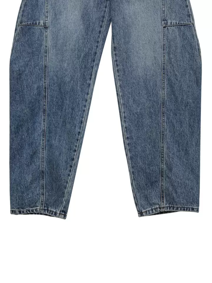 Paper Moon - Korean Women Fashion - #momslook - side stitch detail voulme blue denim jeans - 11