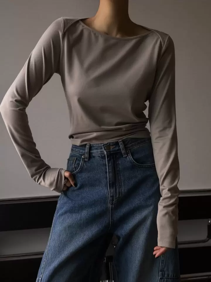 Paper Moon - Korean Women Fashion - #momslook - side stitch detail voulme blue denim jeans - 5