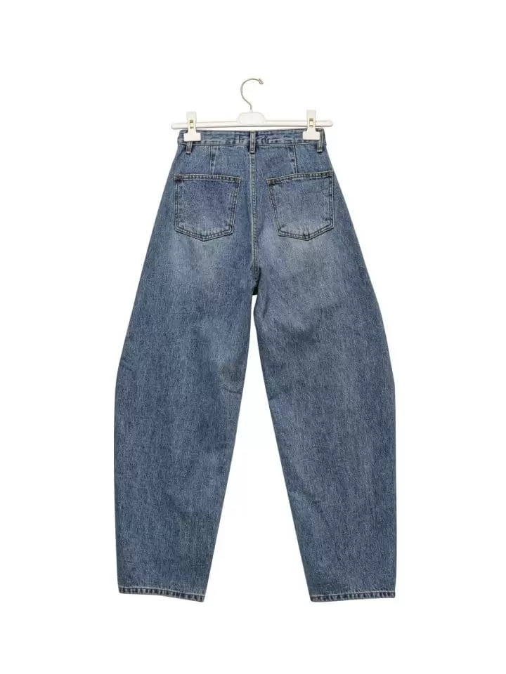 Paper Moon - Korean Women Fashion - #momslook - side stitch detail voulme blue denim jeans - 7