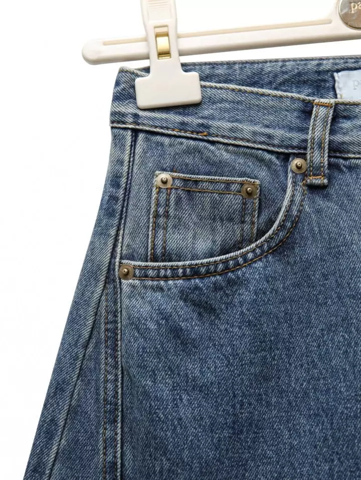 Paper Moon - Korean Women Fashion - #momslook - side stitch detail voulme blue denim jeans - 9
