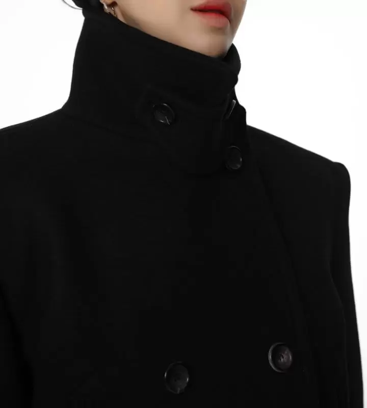 Paper Moon - Korean Women Fashion - #momslook - classic heavy wool cropped pea coat - 8