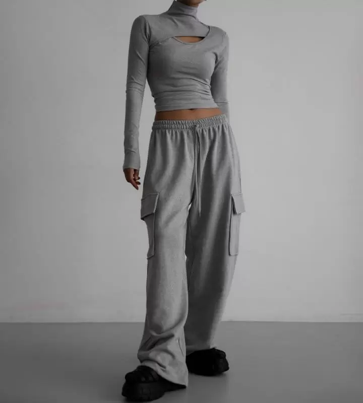Paper Moon - Korean Women Fashion - #momslook - Front Cut Out Detail Long Sleeved Turtleneck Tee