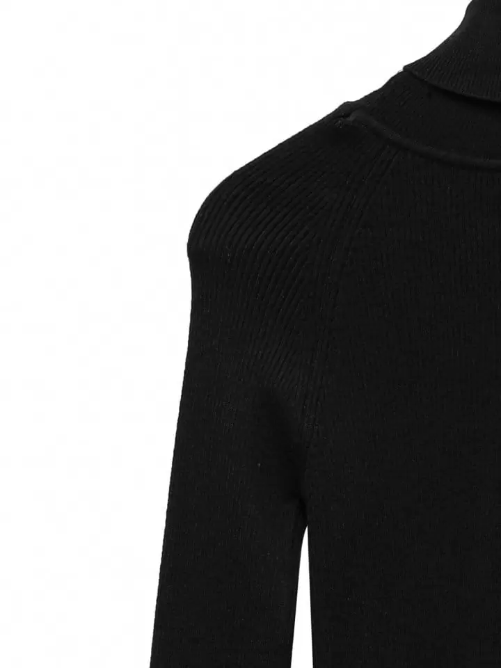 Paper Moon - Korean Women Fashion - #momslook - Turtleneck Ribbed Knit Top - 10