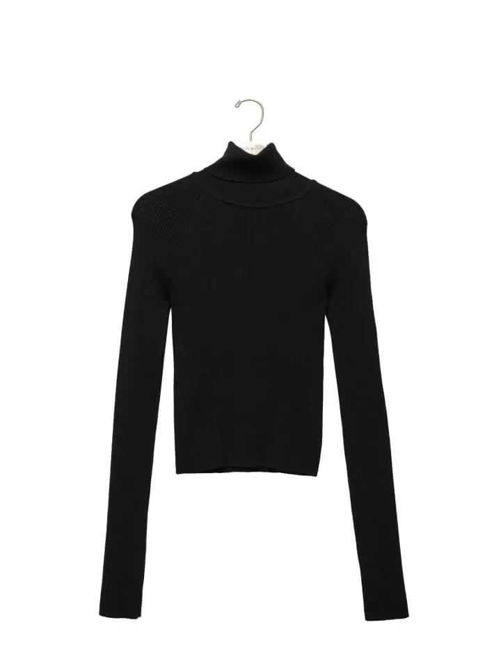 Paper Moon - Korean Women Fashion - #momslook - Turtleneck Ribbed Knit Top - 2