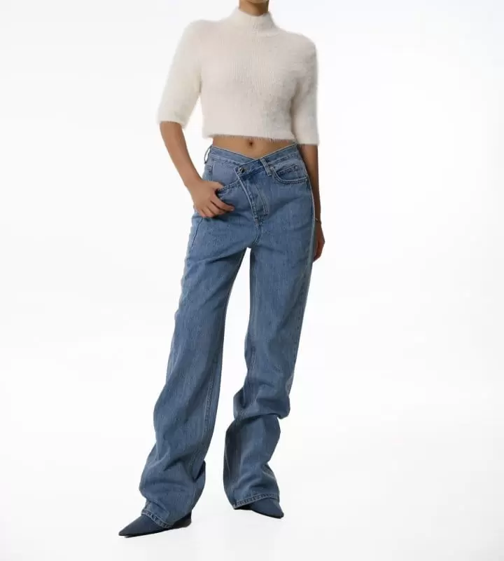 Paper Moon - Korean Women Fashion - #momslook - Mink Hair Turtleneck Cropped Knit Top