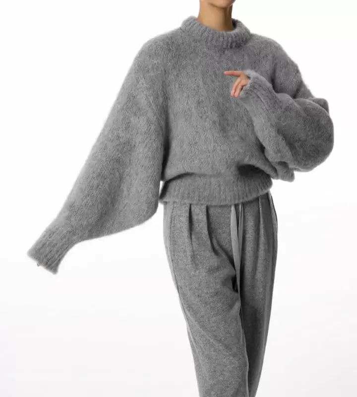 Paper Moon - Korean Women Fashion - #momslook - Brushed Hair Alpaca Kid Balloon Knit Top  - 3