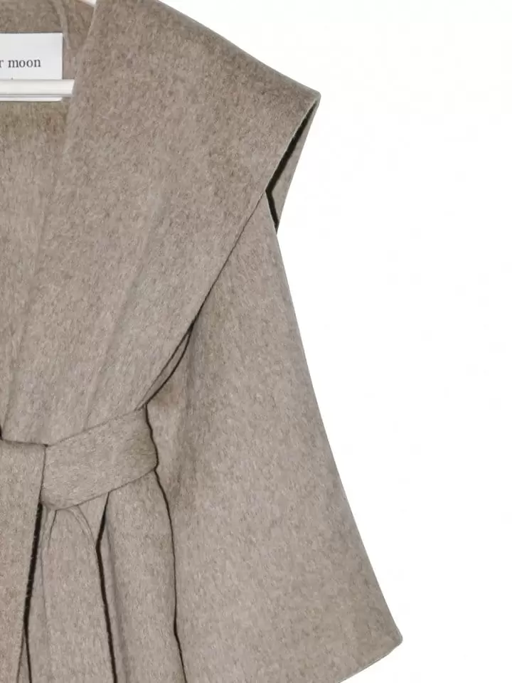 Paper Moon - Korean Women Fashion - #momslook - Long Hair W Oversized Sailor Collar Belted Handmade Coat - 9