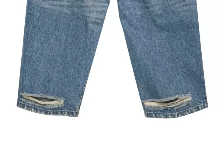 Paper Moon - Korean Women Fashion - #momslook -  Vintage Blue Distressed Damage Wash Wide Leg Jeans  - 11