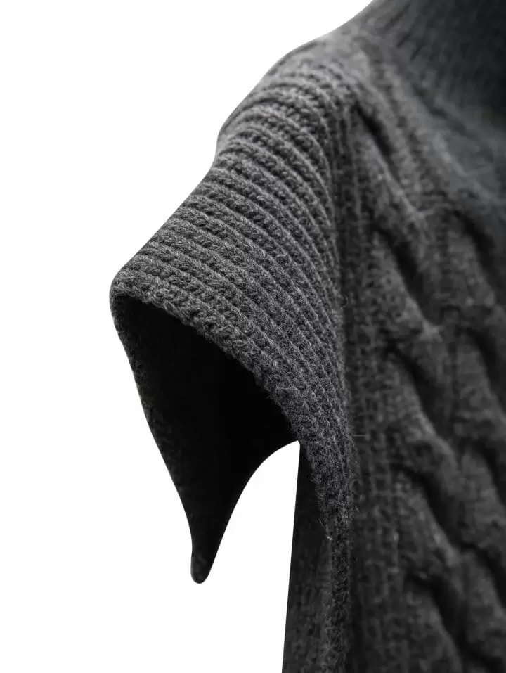 Paper Moon - Korean Women Fashion - #momslook - Twisted Chunky Detail Turtleneck Knit Cape Top - 10