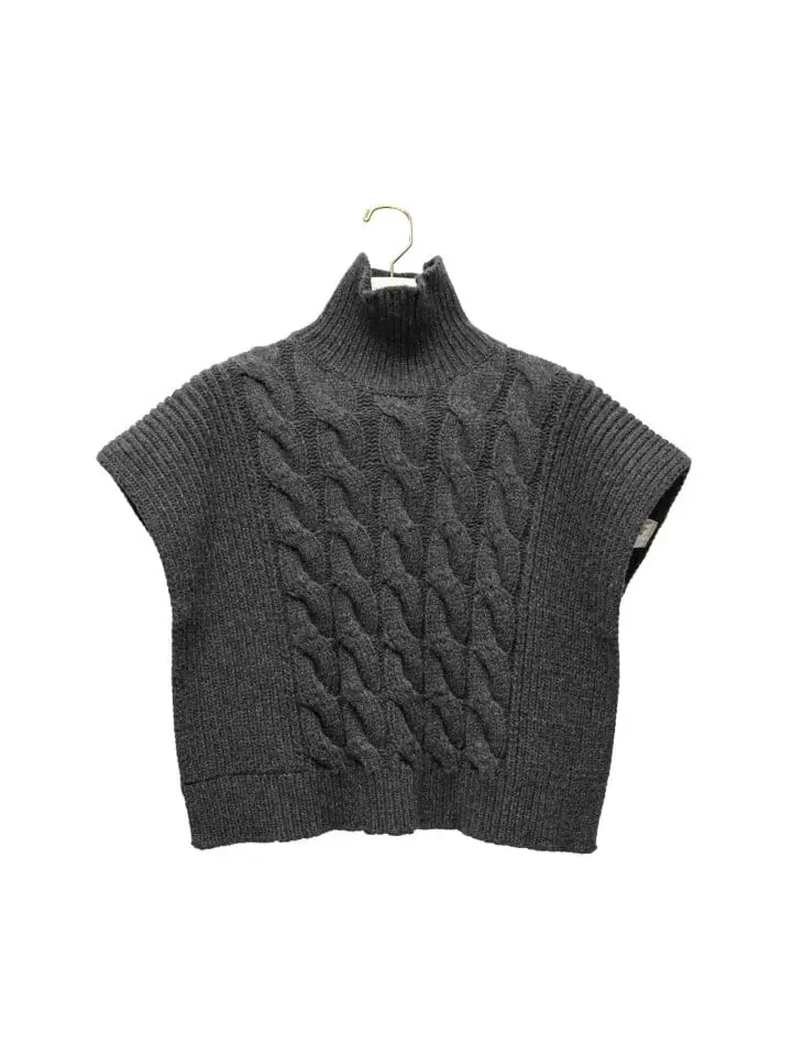 Paper Moon - Korean Women Fashion - #womensfashion - Twisted Chunky Detail Turtleneck Knit Cape Top - 4