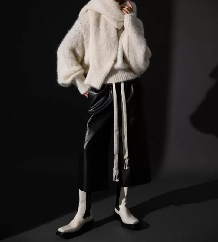Paper Moon - Korean Women Fashion - #momslook -  Drawstring Leather Wide Culottes Trousers 