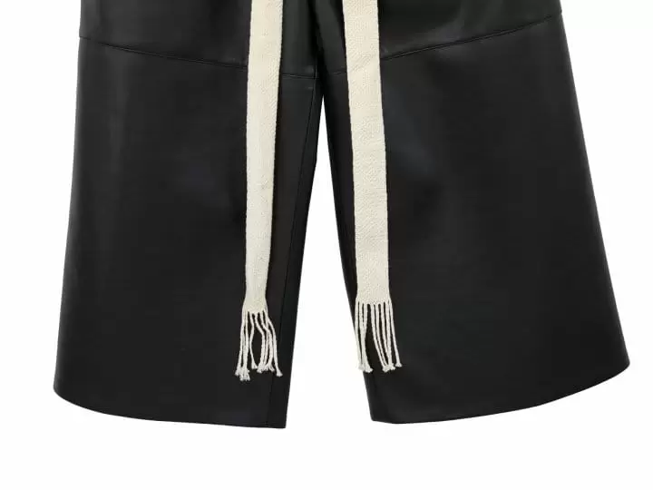 Paper Moon - Korean Women Fashion - #momslook -  Drawstring Leather Wide Culottes Trousers  - 11