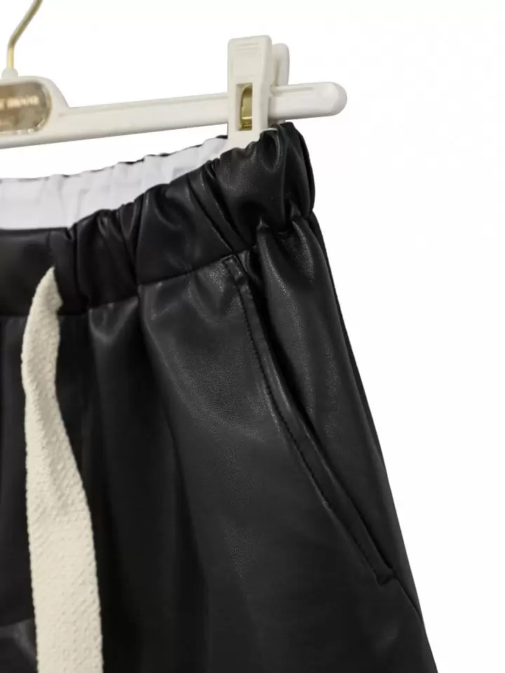 Paper Moon - Korean Women Fashion - #momslook -  Drawstring Leather Wide Culottes Trousers  - 9