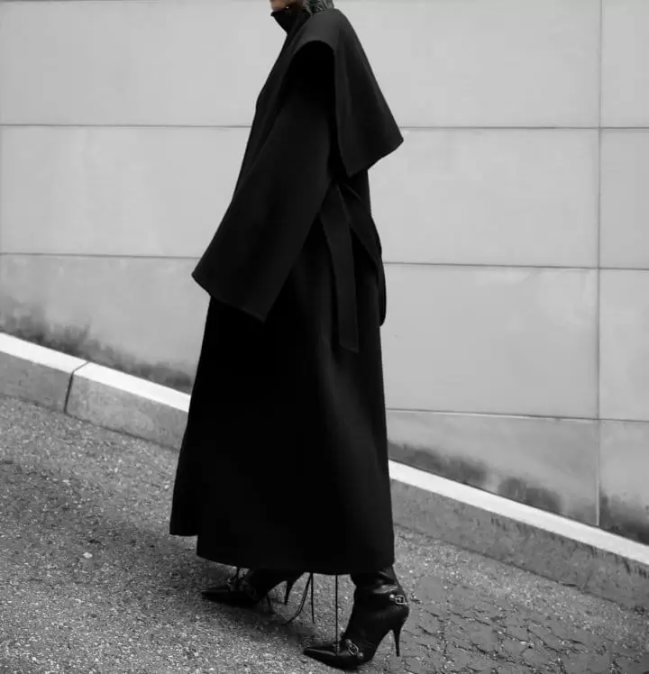 Paper Moon - Korean Women Fashion - #momslook -  Long Hair W Oversized Sailor Collar Belted Handmade Coat 