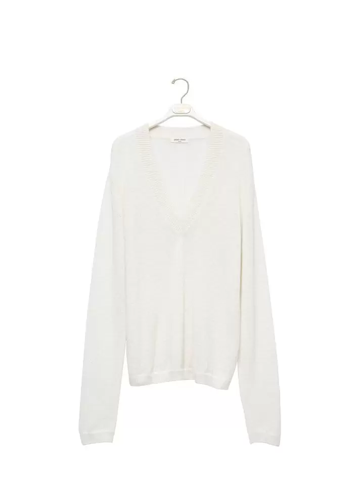 Paper Moon - Korean Women Fashion - #momslook -  Alpaca W Deep V  Neck Knit Top  - 5