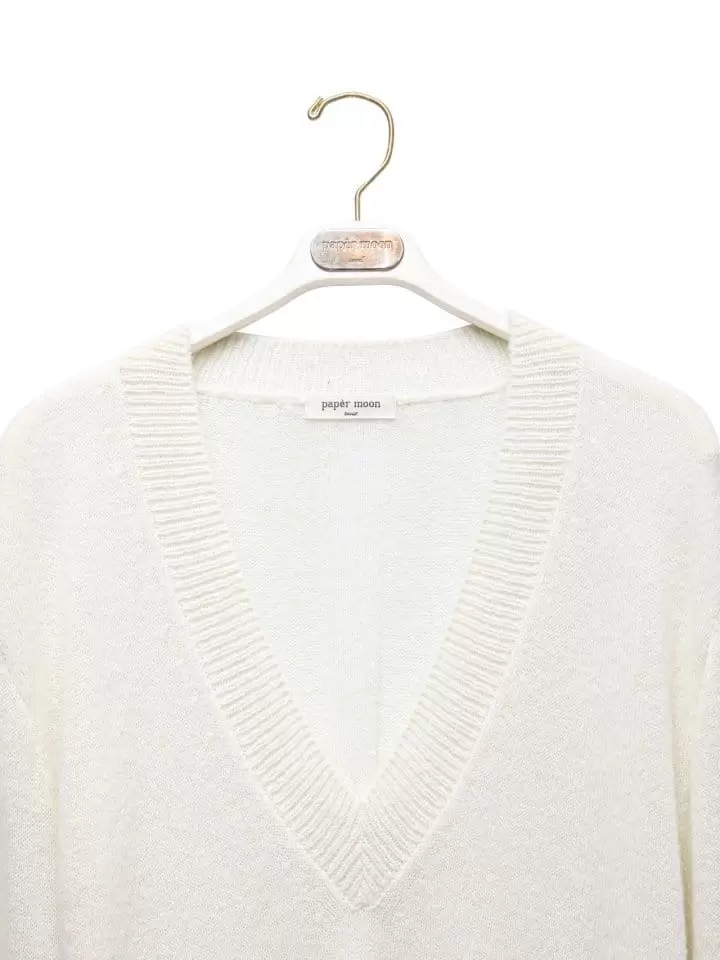 Paper Moon - Korean Women Fashion - #momslook -  Alpaca W Deep V  Neck Knit Top  - 7
