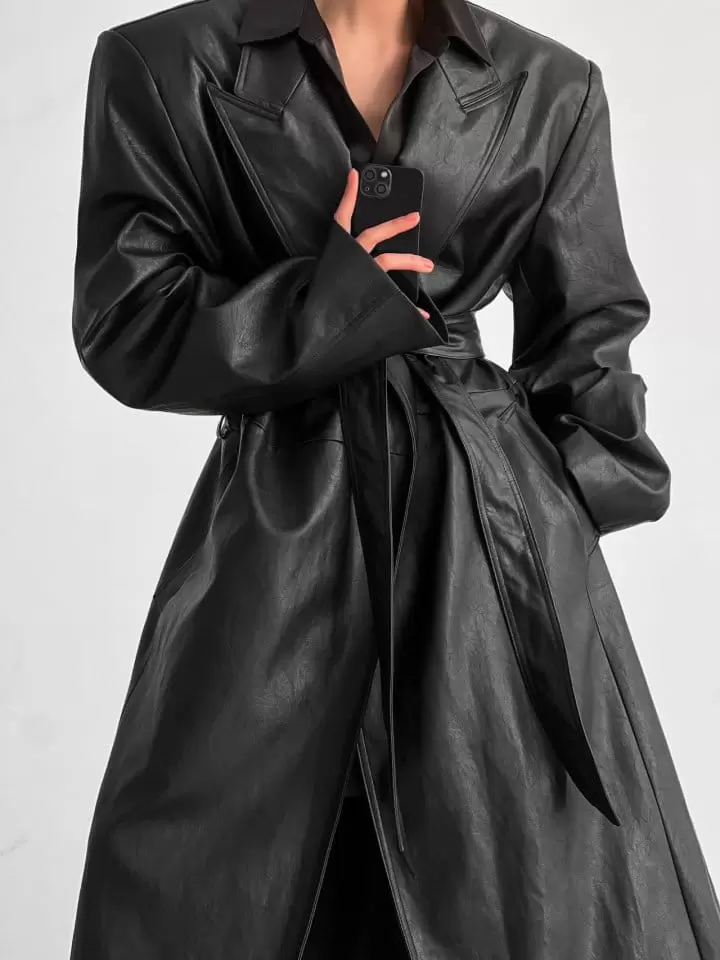 Paper Moon - Korean Women Fashion - #womensfashion -  Oversized Vegan L Robe Maxi Coat  - 4