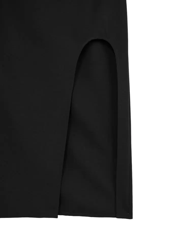 Paper Moon - Korean Women Fashion - #momslook - Round Split Detail Pencil Midi Skirt - 8