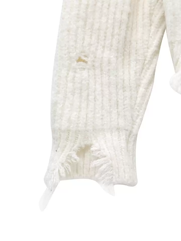 Paper Moon - Korean Women Fashion - #pursuepretty - alpaca blend wool chunky oversized distressed turltleneck knit - 11