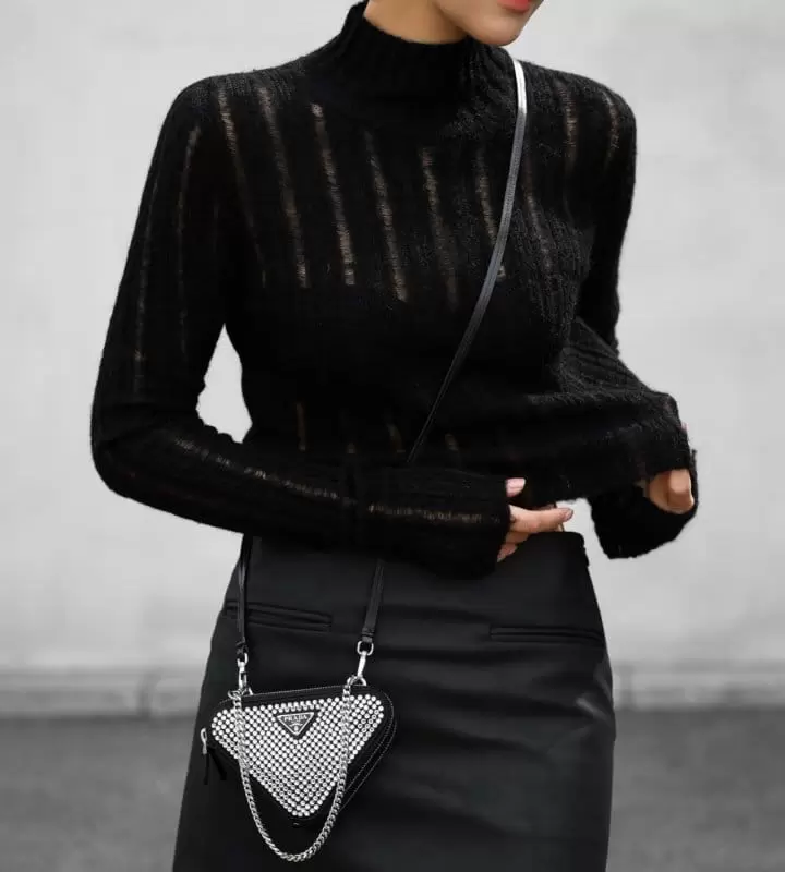 Paper Moon - Korean Women Fashion - #pursuepretty - baby alpaca blend sheer mockneck knit top - 2