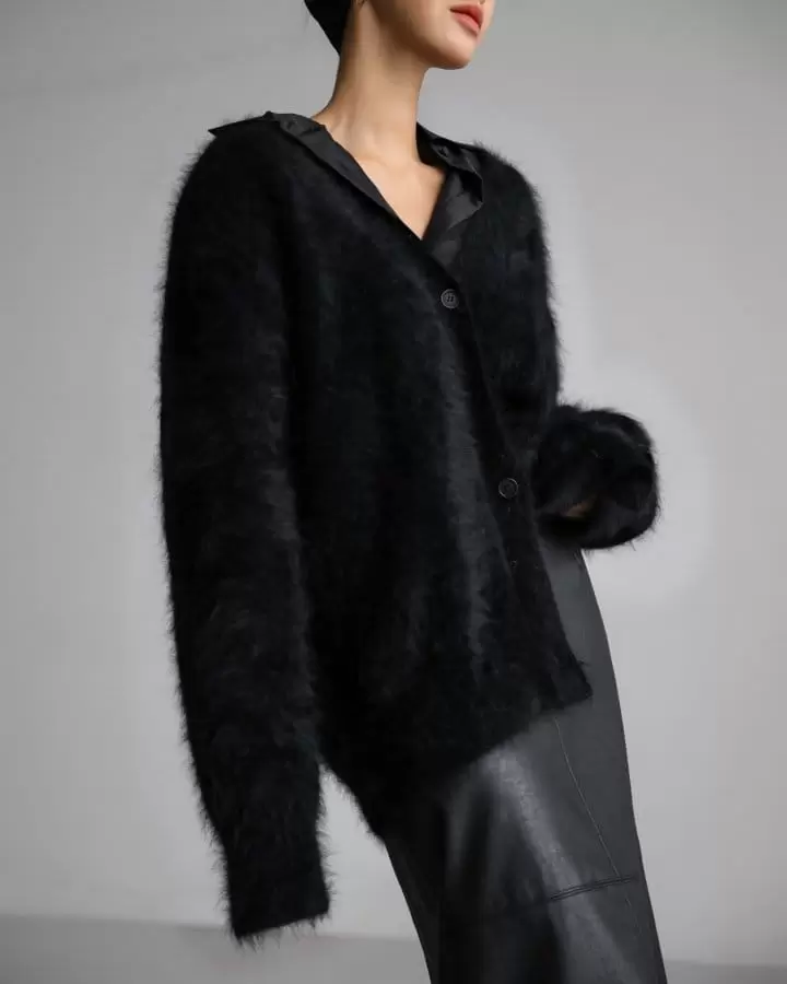 Paper Moon - Korean Women Fashion - #pursuepretty - LUX mink angora oversized knit cardigan
