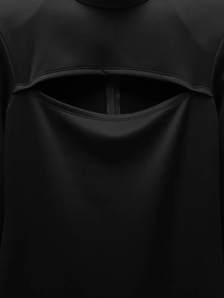 Paper Moon - Korean Women Fashion - #pursuepretty -  Cut Out Detail Mockneck Padded Shoulder Mini Dress  - 10