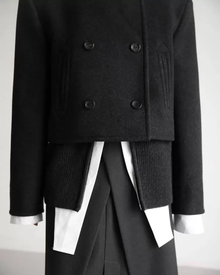 Paper Moon - Korean Women Fashion - #vintagekidsstyle -   Classic Heavy W Cropped Pea Coat  - 4
