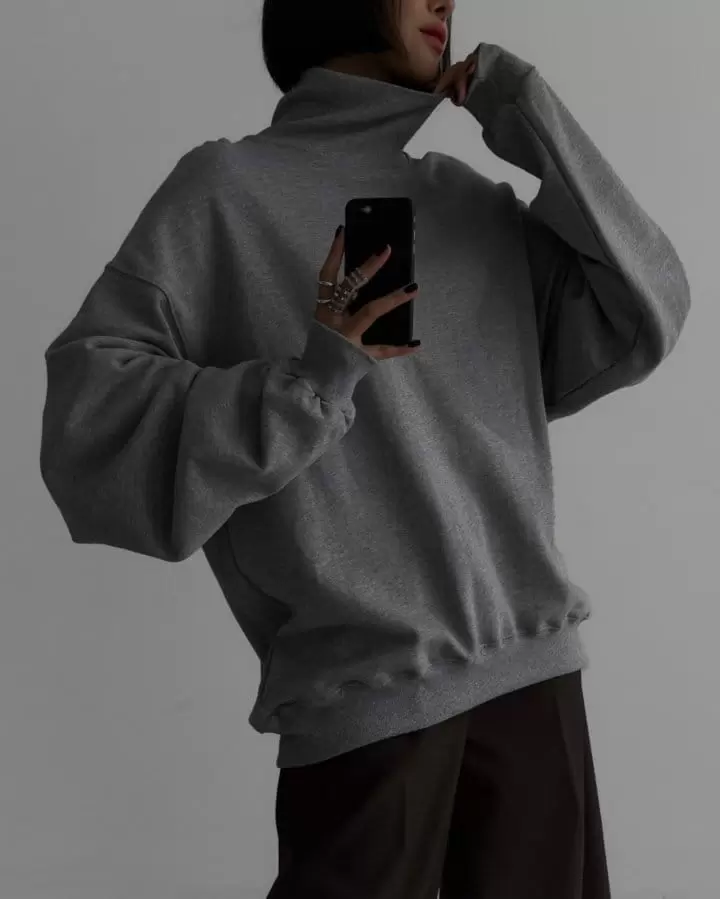 Paper Moon - Korean Women Fashion - #restrostyle - oversized turtleneck sweatshirt - 2