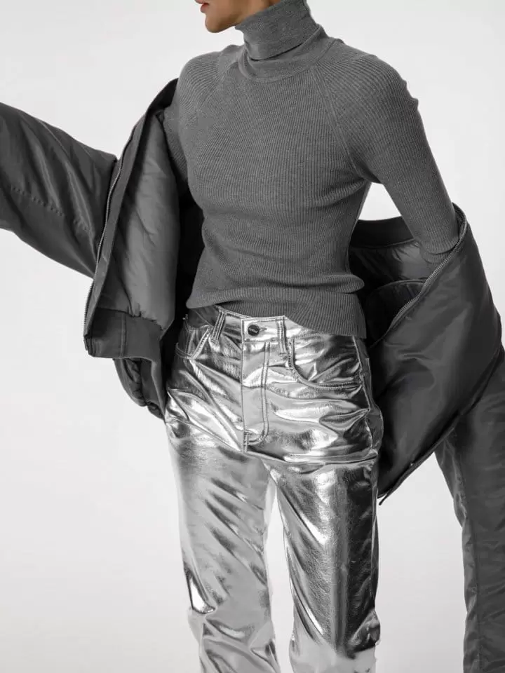 Paper Moon - Korean Women Fashion - #restrostyle - Turtleneck Ribbed Knit Top