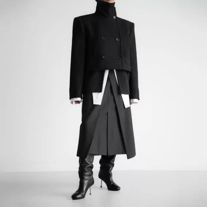 Paper Moon - Korean Women Fashion - #restrostyle -   Classic Heavy W Cropped Pea Coat  - 5