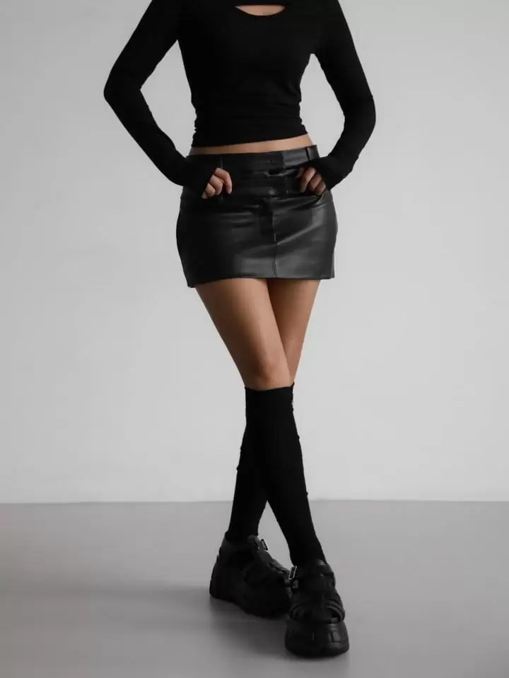 Paper Moon - Korean Women Fashion - #restrostyle - Double Low Waist Vegan L Mini Skirt