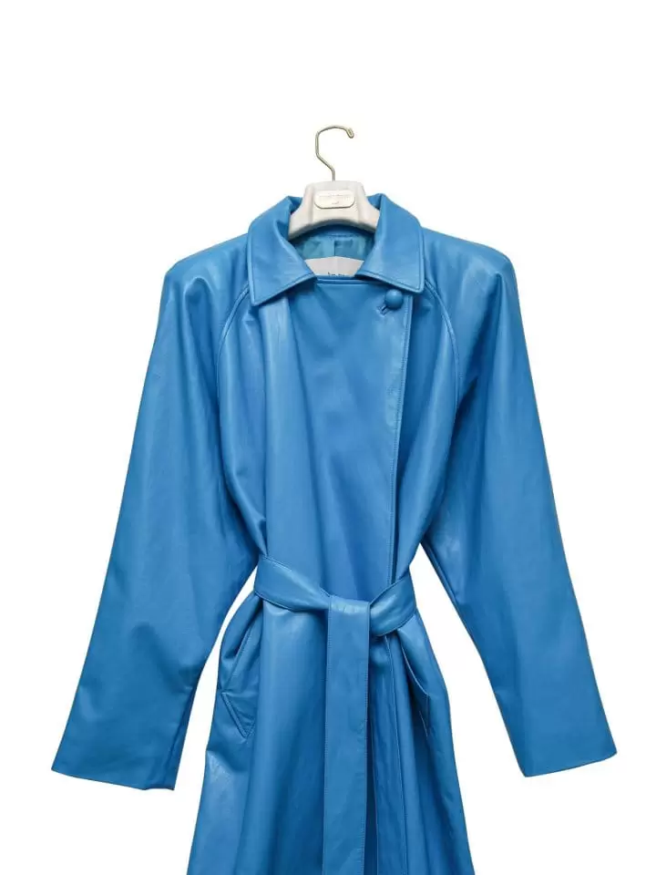 Paper Moon - Korean Women Fashion - #romanticstyle - padded shoulder oversized vegan leather maxi trench coat - 7