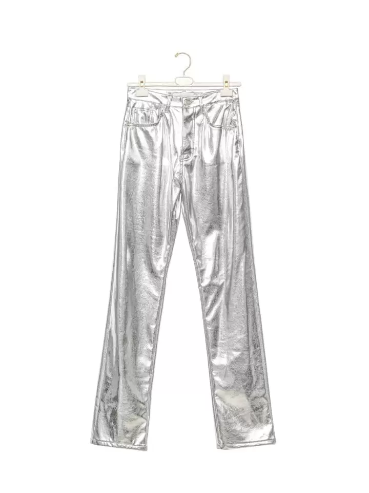 Paper Moon - Korean Women Fashion - #romanticstyle - Patent Vegan L Coated Straight Pants  - 3