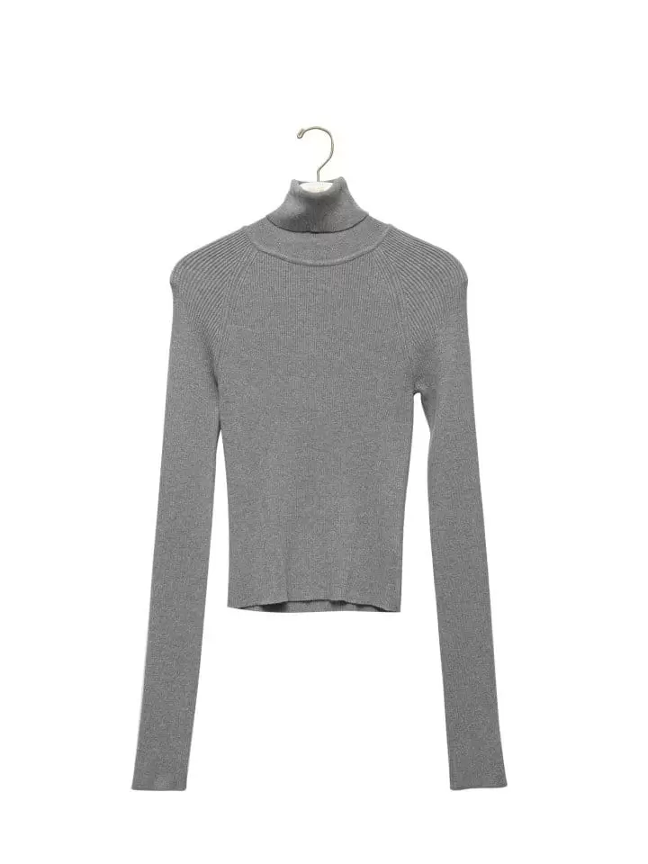 Paper Moon - Korean Women Fashion - #romanticstyle - Turtleneck Ribbed Knit Top - 2