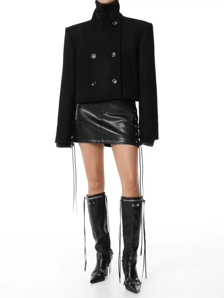 Paper Moon - Korean Women Fashion - #shopsmall - classic heavy wool cropped pea coat