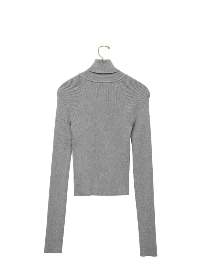 Paper Moon - Korean Women Fashion - #shopsmall - Turtleneck Ribbed Knit Top - 3