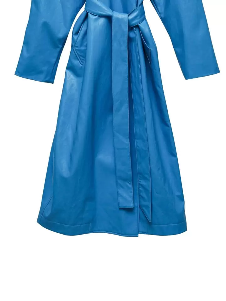 Paper Moon - Korean Women Fashion - #thatsdarling - padded shoulder oversized vegan leather maxi trench coat - 9